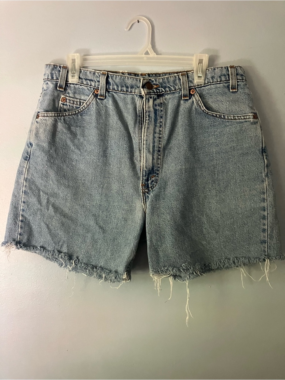 Levi's Light Blue High-Rise Denim Shorts with Frayed Hem